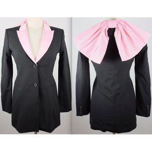 ZARA Woman sz S black jacket pink bow back